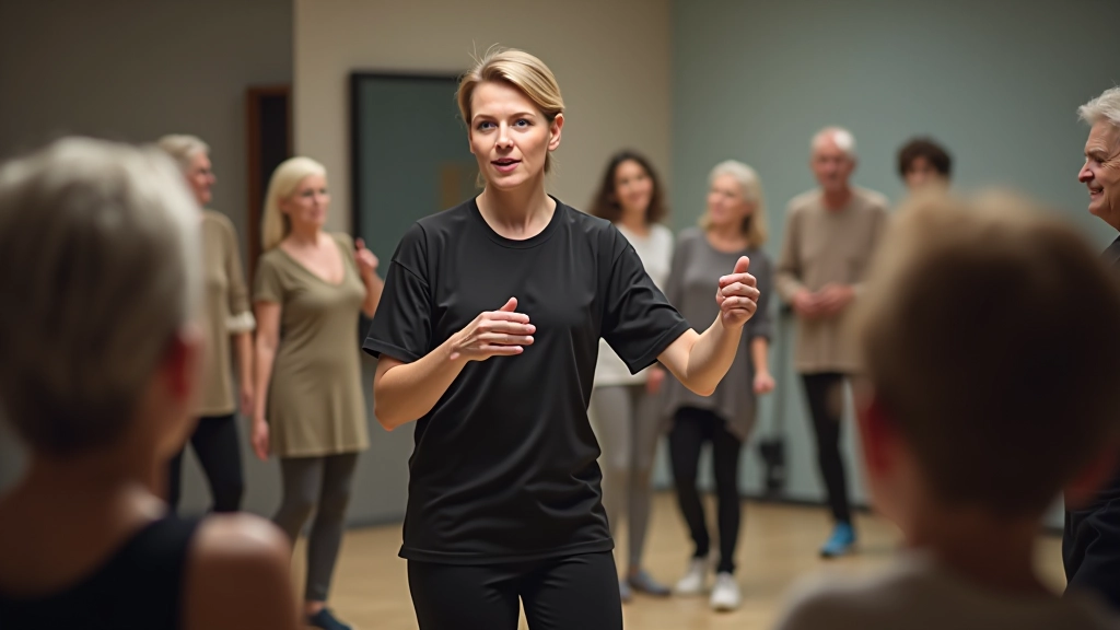 Dance instructor demonstrating salsa technique to a group of beginners in a Brno workshop